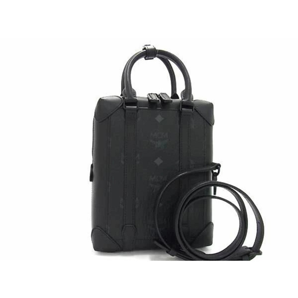 MCM Monogram Visetos Leather Crossbody Shoulder Handbag Black